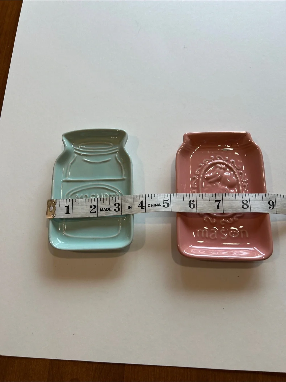 Ceramic Mason & Yogurt spoon rest Dishes - Pink and Mint
